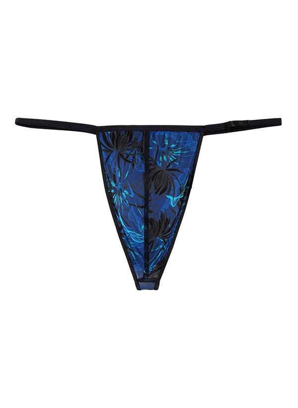 HOM, Strin, Mikrofaser-Stretch, blau-schwarz gemustert