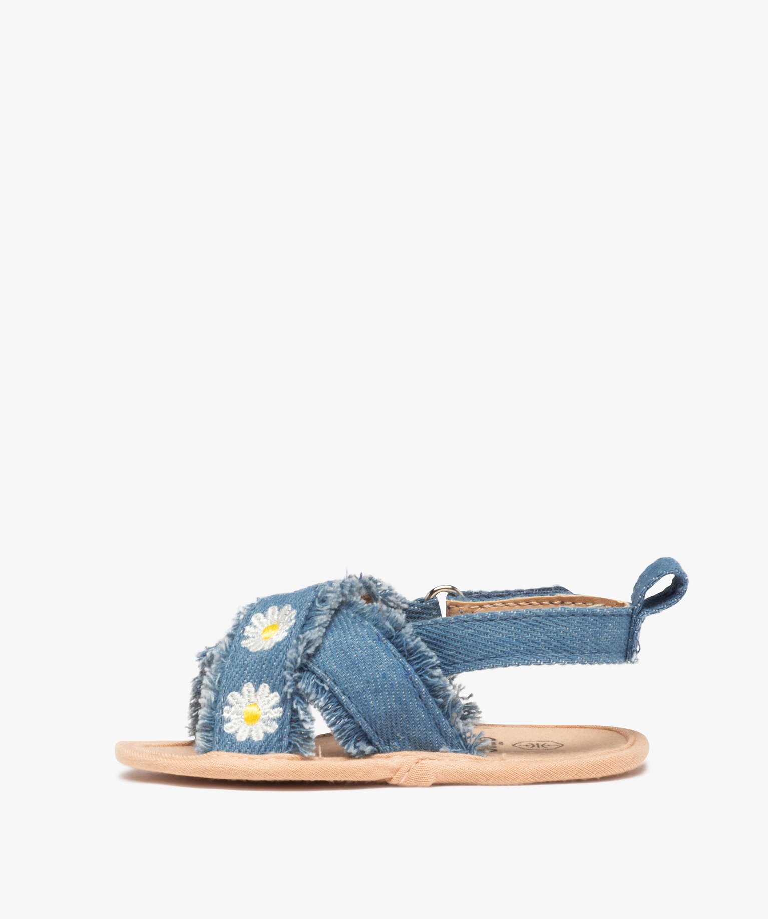 Chaussons de naissance bébé fille sandales en denim denim | GEMO