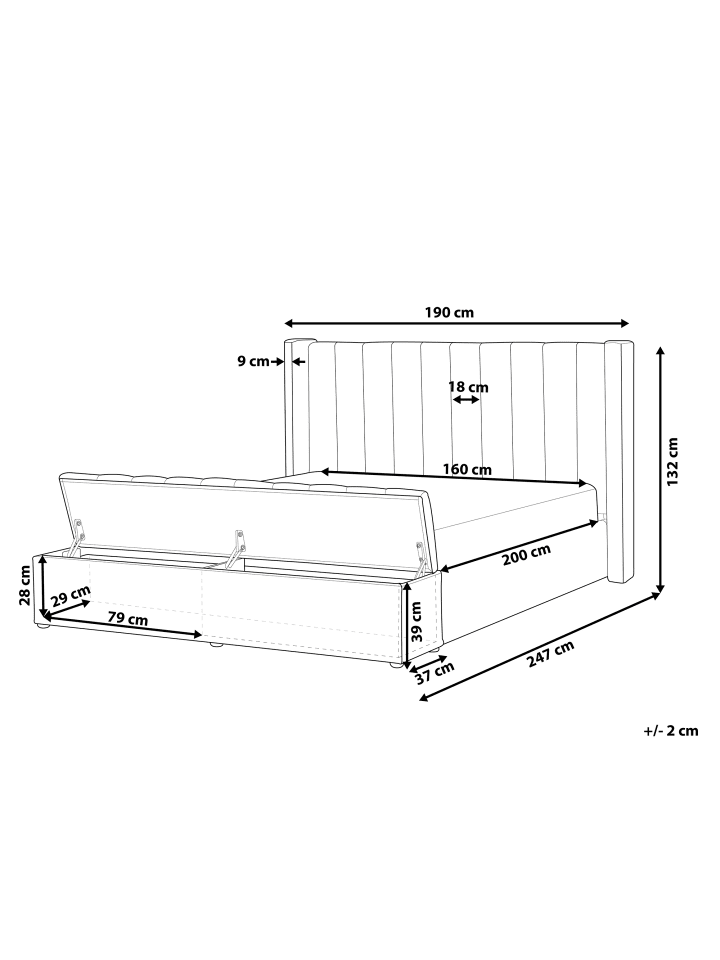 Beliani Doppelbett NOYERS in Rosa - (W) 190 x (H) 132 x (L) 247 cm günstig kaufen onesize
