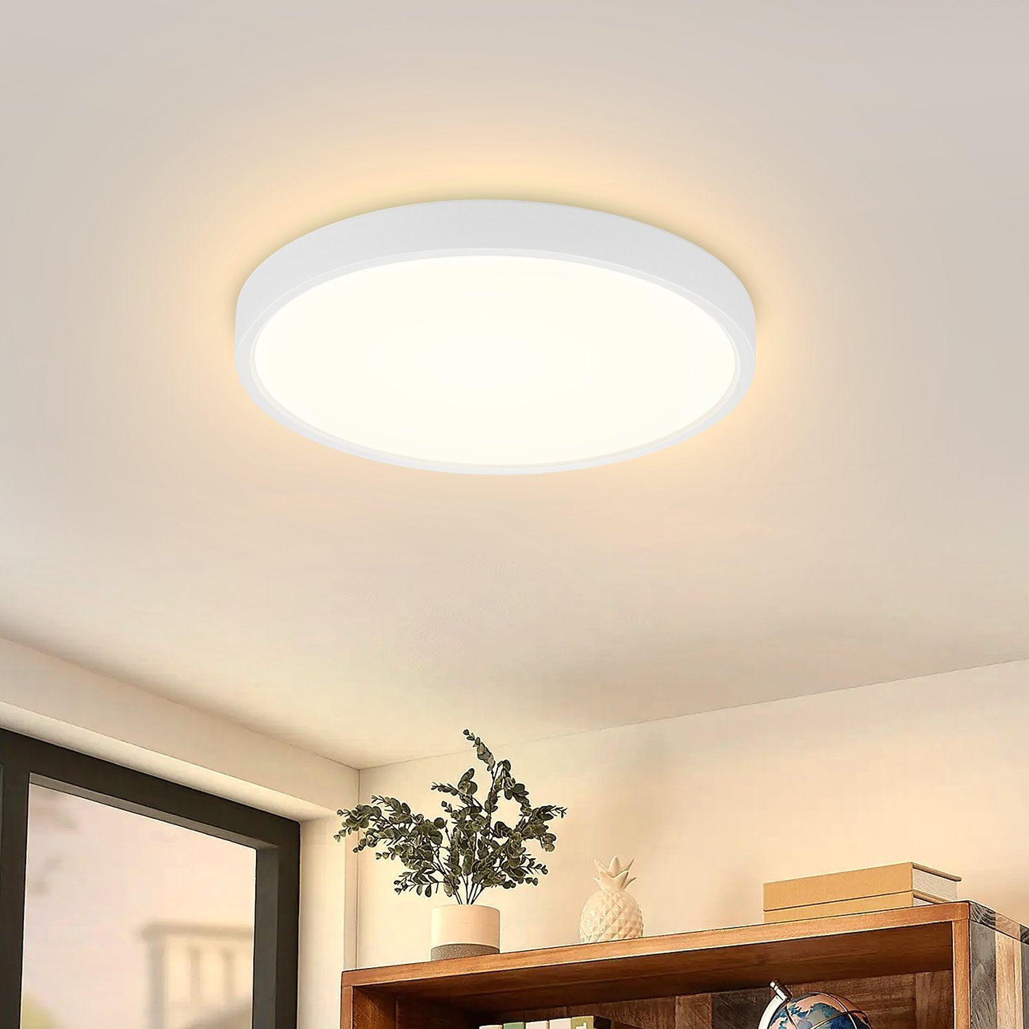 Nettlife LED Panel Schwarz Deckenlampe Flach Klein Deckenbeleuchtung, IP44 Wasserdicht, LED fest integriert, Warmweiß, für Schlafzimmer Badezimmer Küche Flur, 8W, 17 * 17 * 2.5 CM