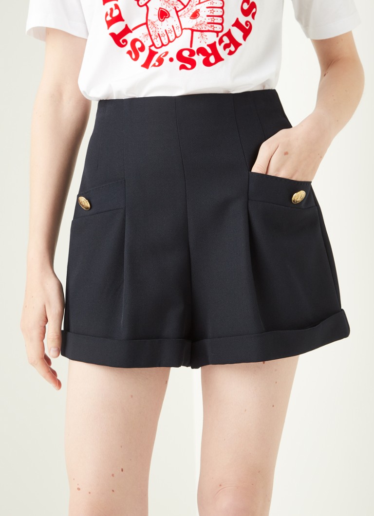 Sandro high-waist straight-fit shorts in wool blend