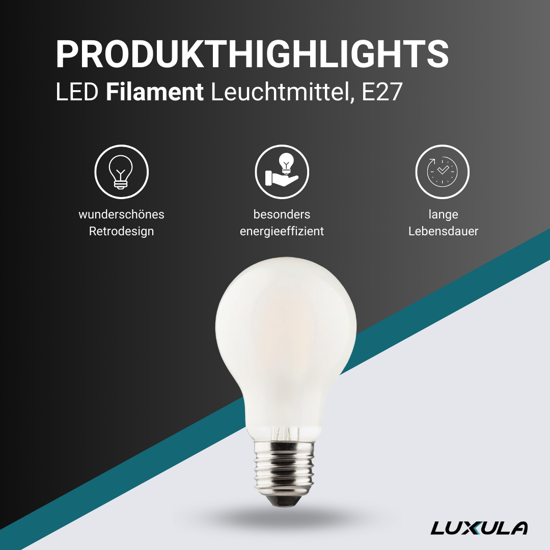 LUXULA 10er Pack LED Filament Leuchtmittel E27
