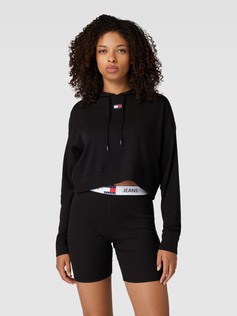 Cropped Hoodie mit Logo-Badge Modell 'HERITAGE' in schwarz
