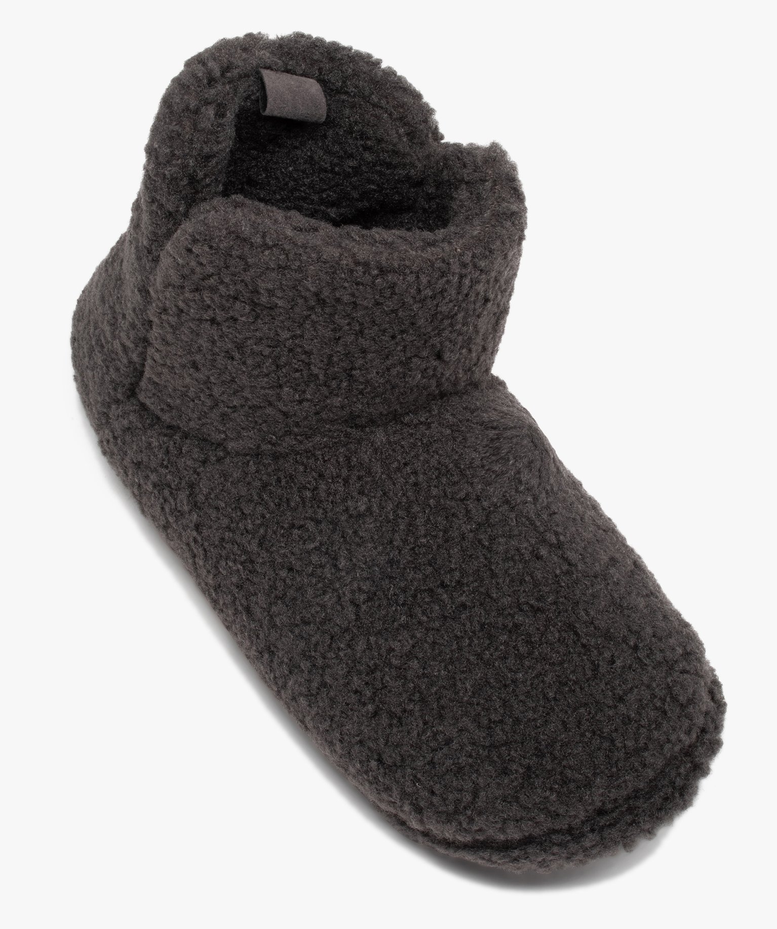 Chaussons homme boots unis en textile sherpa gris fonce | GEMO