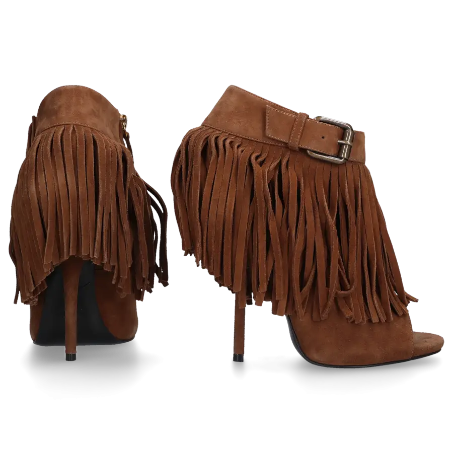 Giuseppe Zanotti - High Heels Veloursleder Fransen Zierschnalle braun - braun