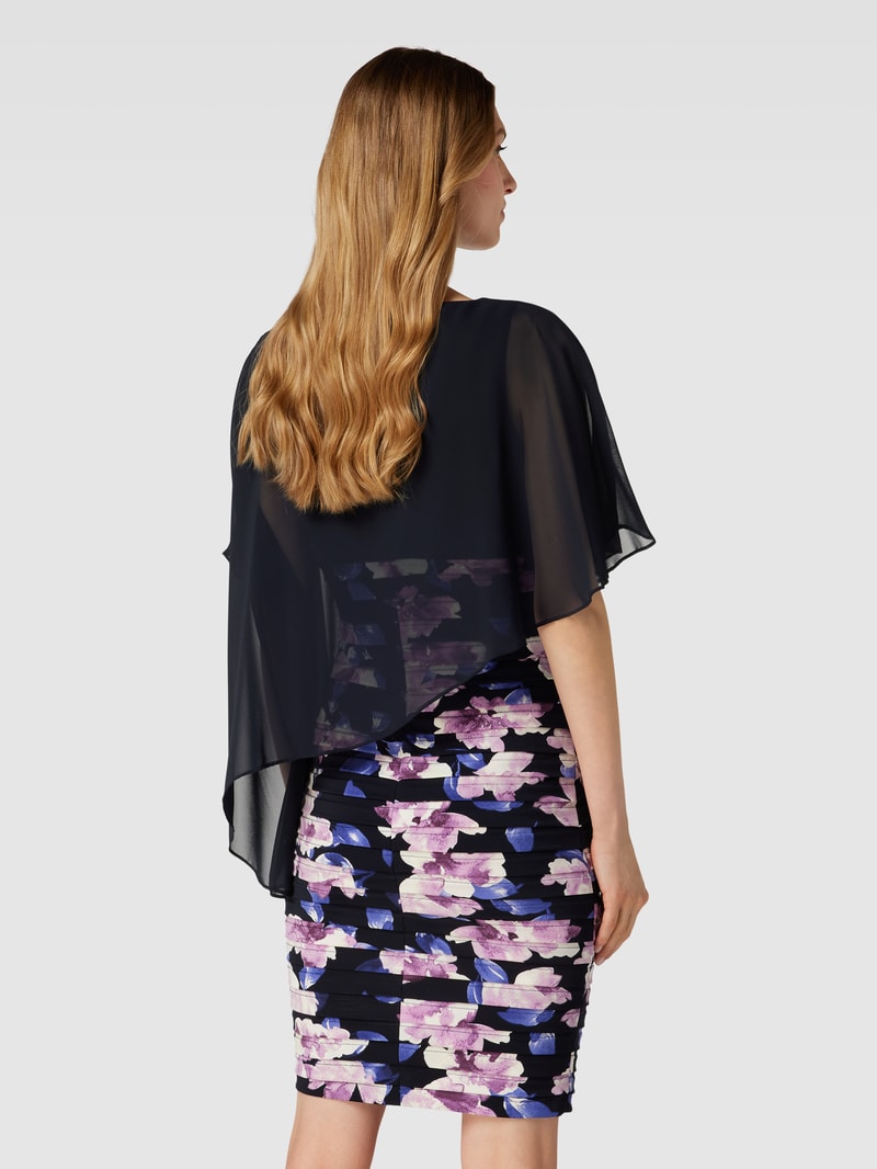 Cocktailkleid in Layer-Optik in marineblau meliert