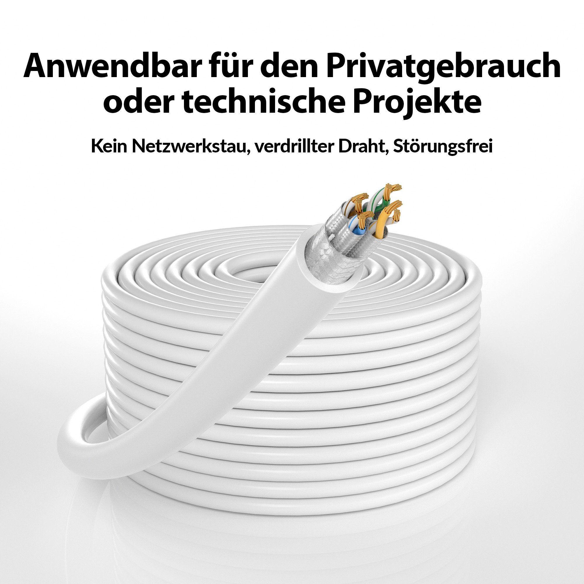 JAMEGA CAT 7 Patchkabel Ethernet RJ45 Netzwerkkabel Rohkabel LAN Kabel LAN-Kabel, CAT.7, RJ-45 Stecker (Ethernet) (25 cm)