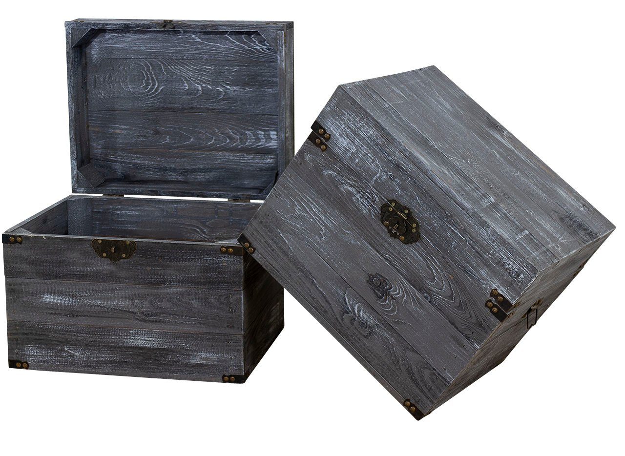 Kistenkolli Altes Land Allzweckkiste Holztruhe Elsa schwarz shabby Schatztruhe Holzkiste mit Deckel Aufbewa