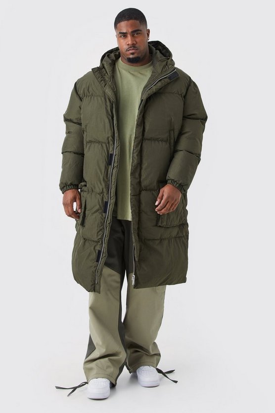 Plus langer Parka mit 4 Taschen und Kapuze