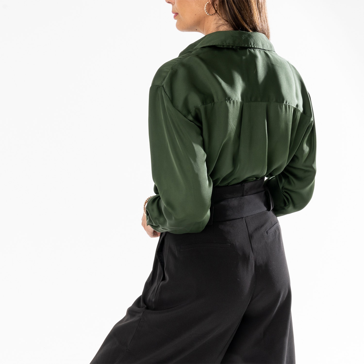 Chemise TEXTO vert foncé satiné