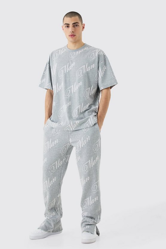 Man T-Shirt mit geteiltem Saum & Jogginghose