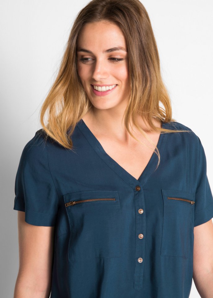 Viskose Bluse, Kurzarm