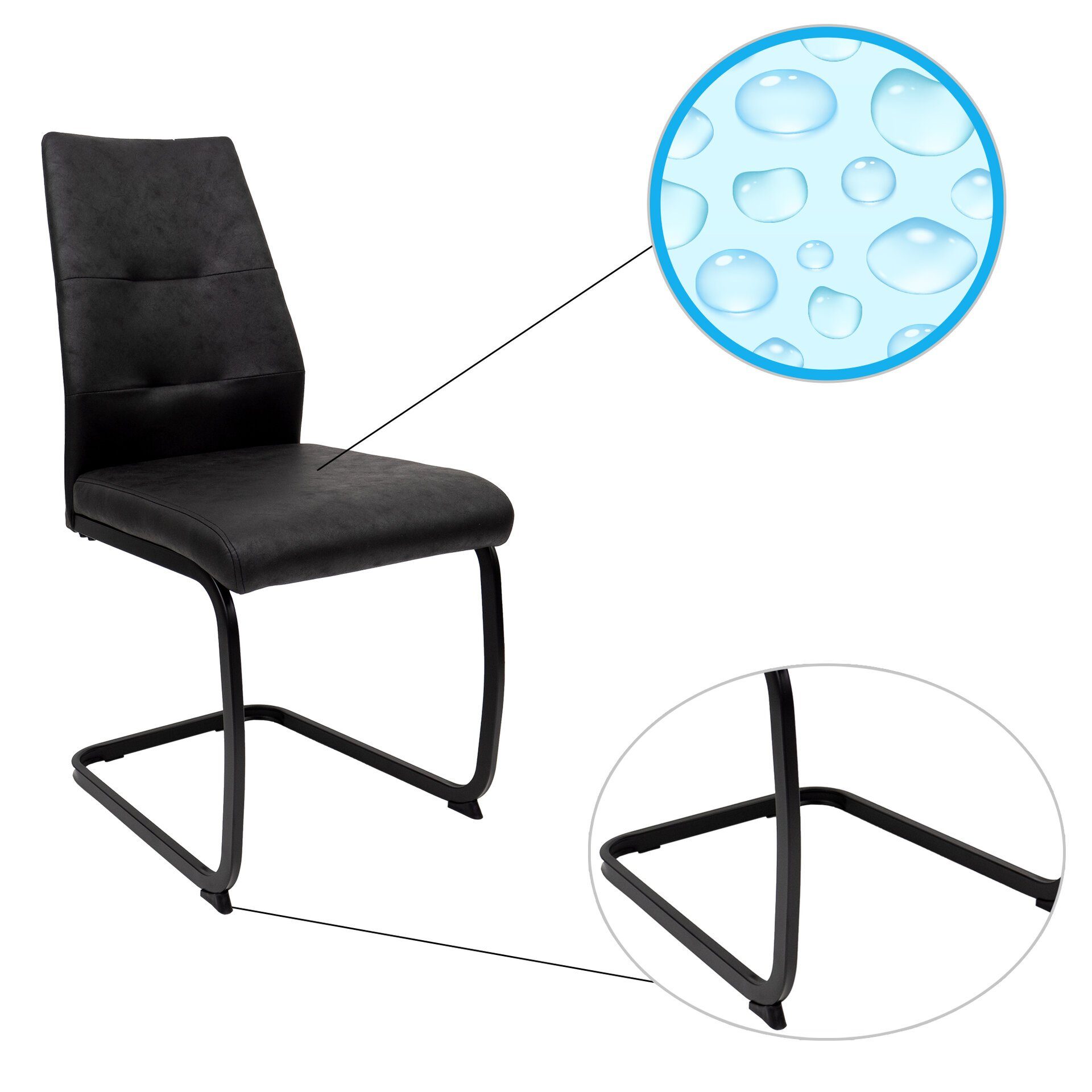 TRISENS Freischwinger Alessio (einzeln oder im 2er, 3er, 4er Set, 1 St), Schwingstuhl mit robustem Metallgestell in Lederoptik