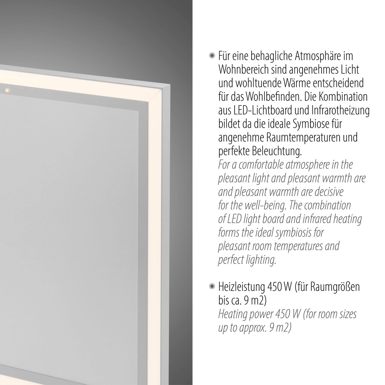 JUST LIGHT JUST LIGHT.  LED Deckenpanel mit IR-Heizung BEROA, 1xLED-Board/35W/2700-5000K, Weiss