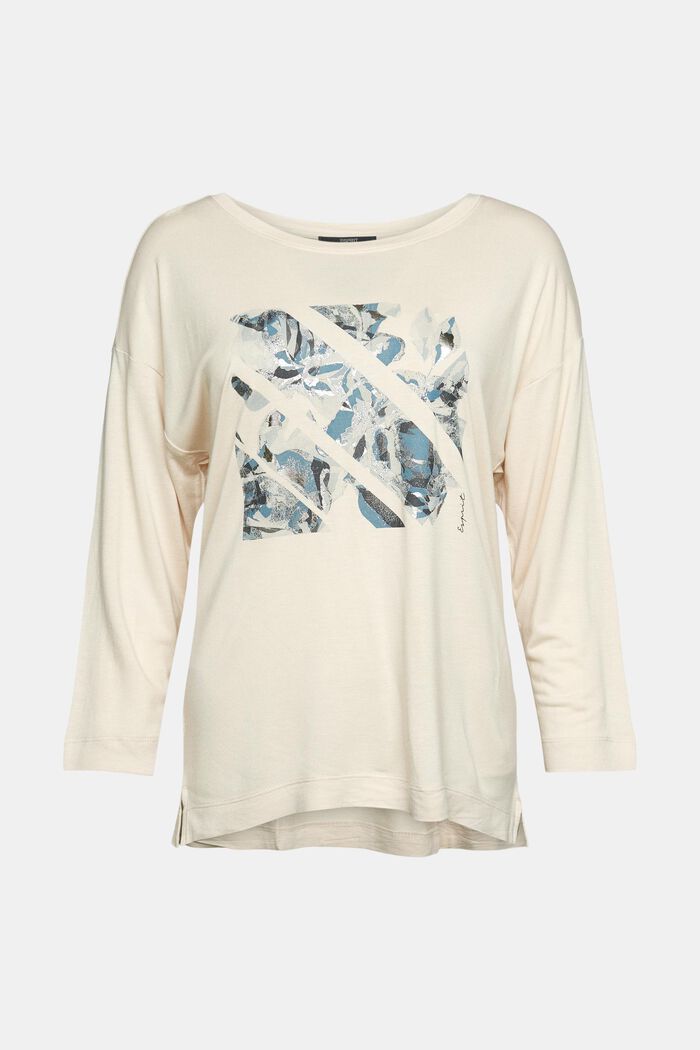 Langärmeliges Longsleeve mit Natur-Print, LENZING™ ECOVERO™