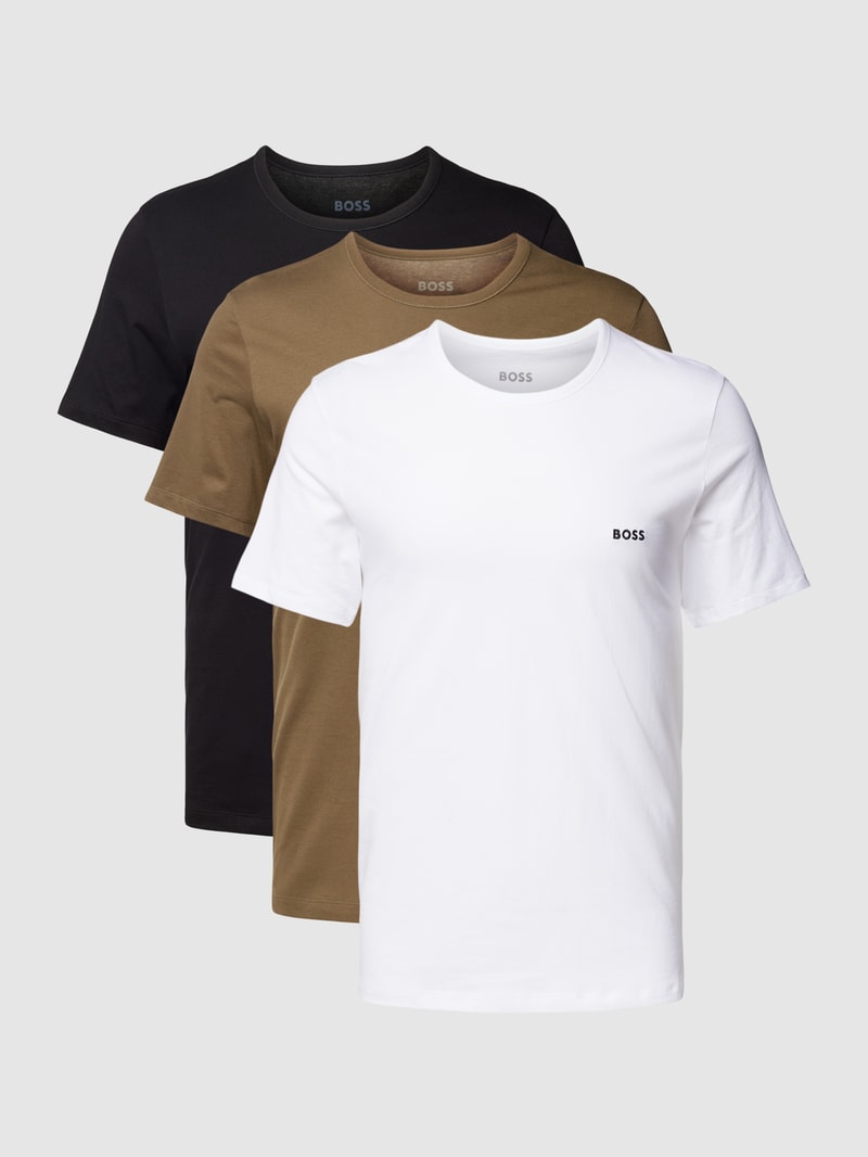 T-Shirt mit Label-Stitching im 3er-Pack in olivgrün