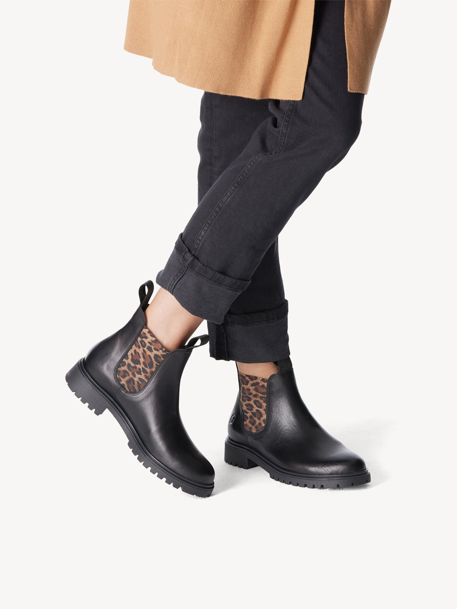 Bottine Chelsea en cuir - noir