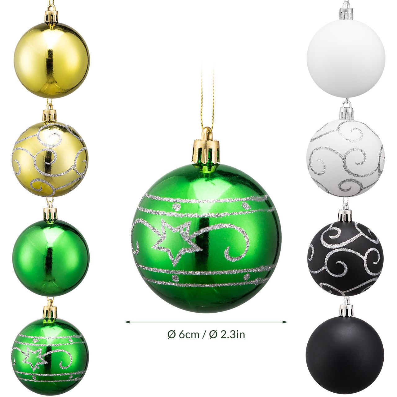Casaria Weihnachtsbaumkugeln 24er Set, grün