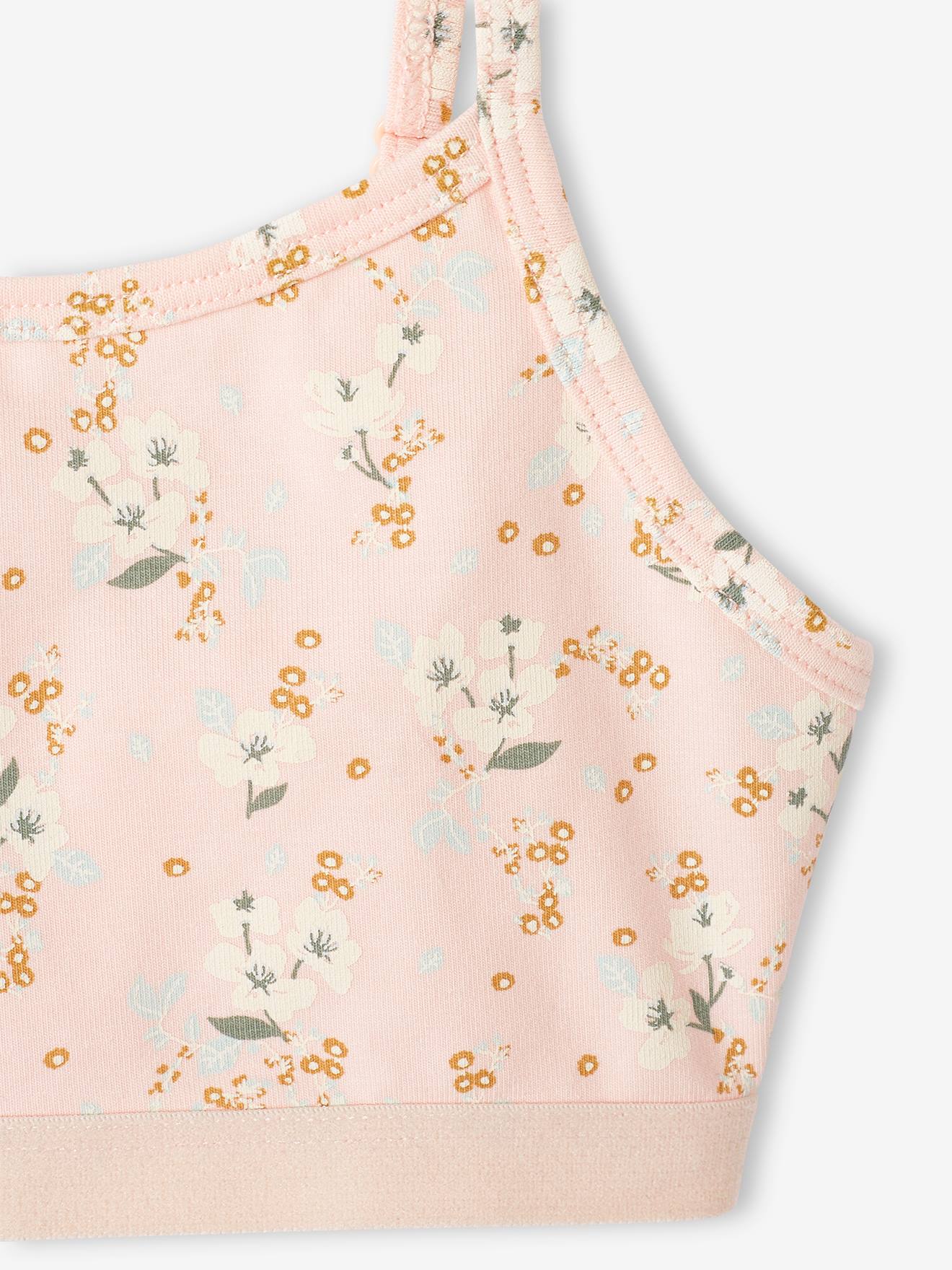 Vertbaudet 2er-Pack Mädchen Bustiers, Blumen Oeko-Tex - pudrig rosa
