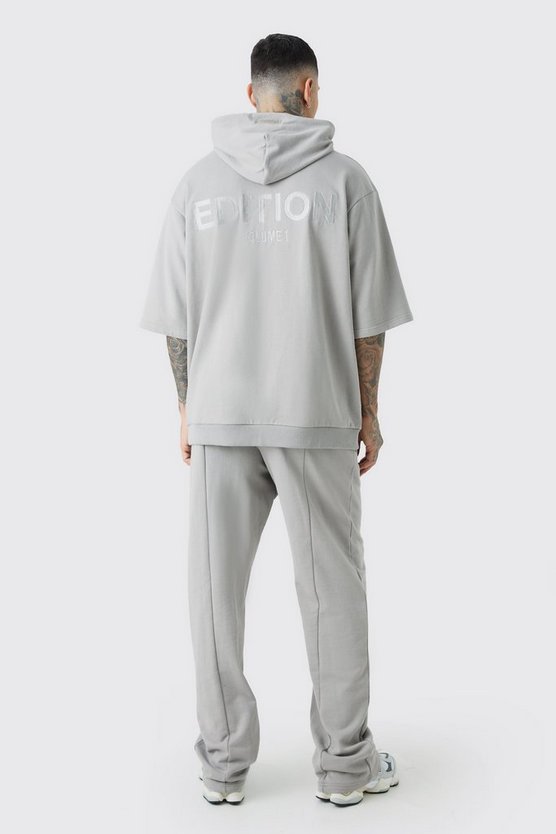 Tall kurzärmliger Oversize Hoodie mit Edition-Print