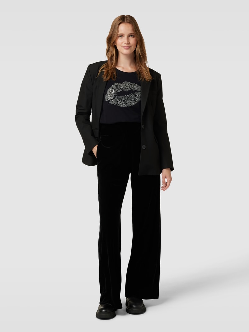Longsleeve mit Zierperlenbesatz in schwarz