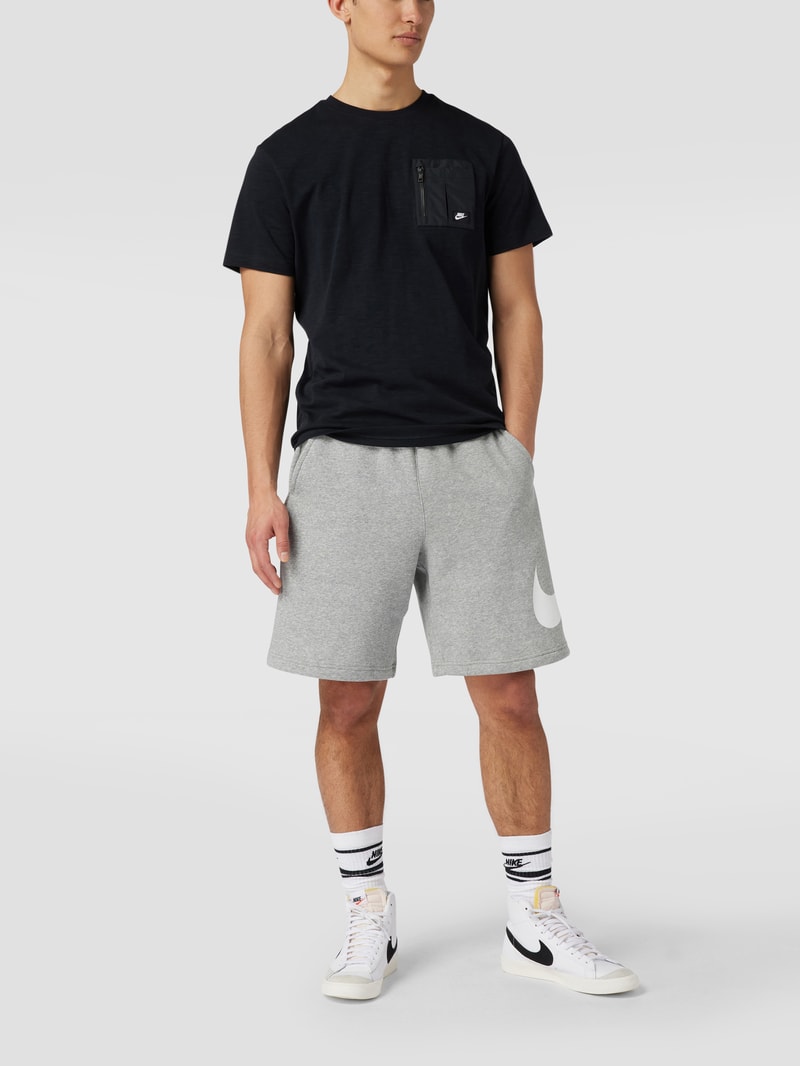 Sweatshorts mit Logo-Print in hellgrau meliert