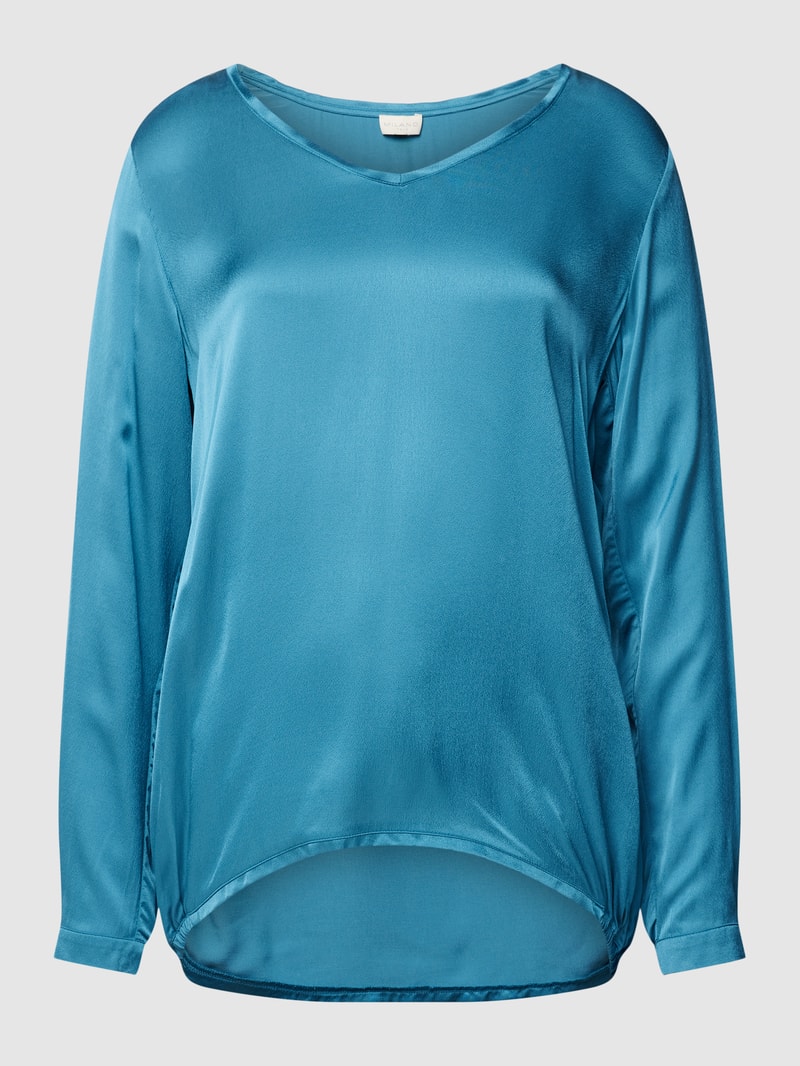 Bluse mit V-Ausschnitt in petrol