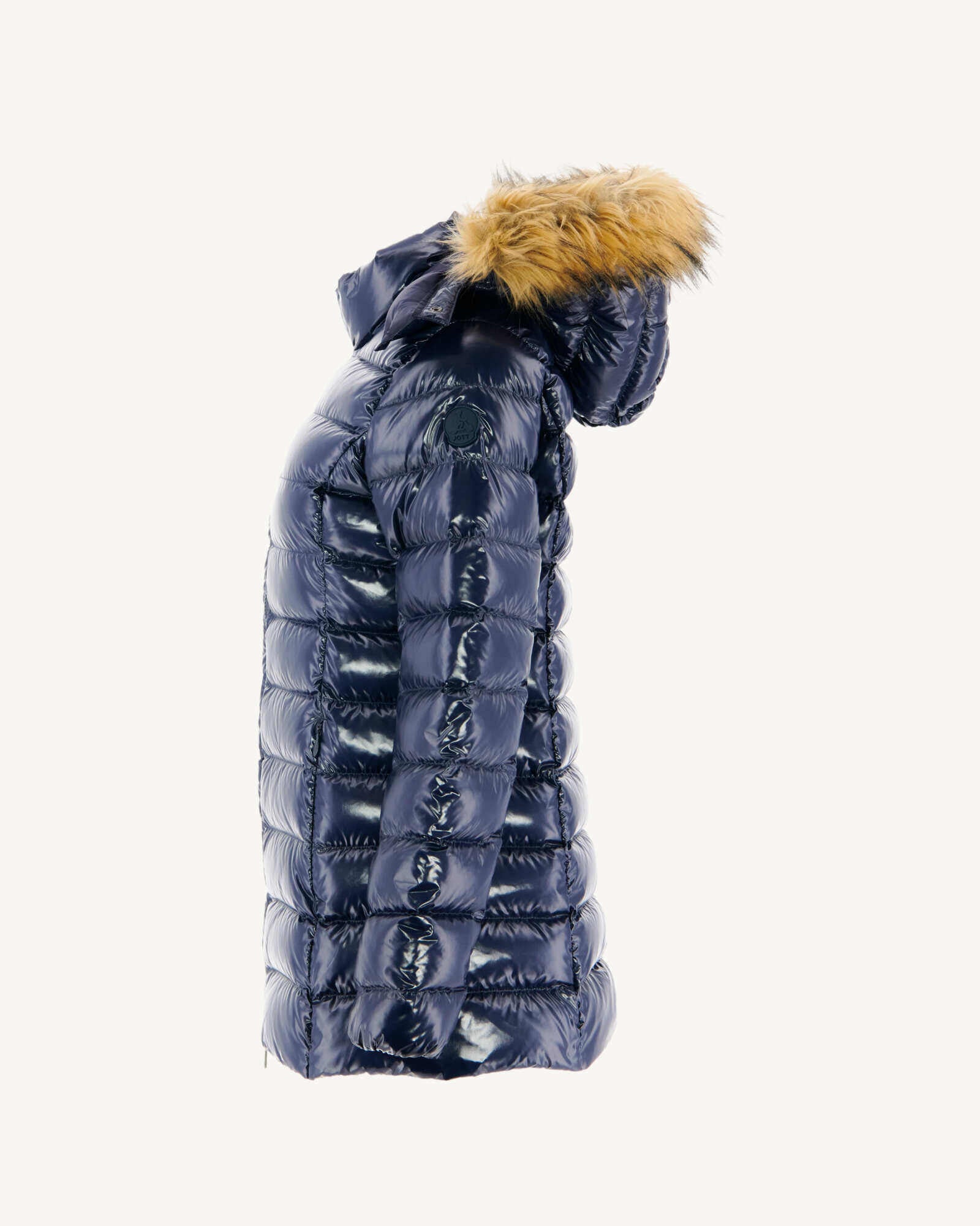 Doudoune mi-longue laquée Grand Froid Marine Perle