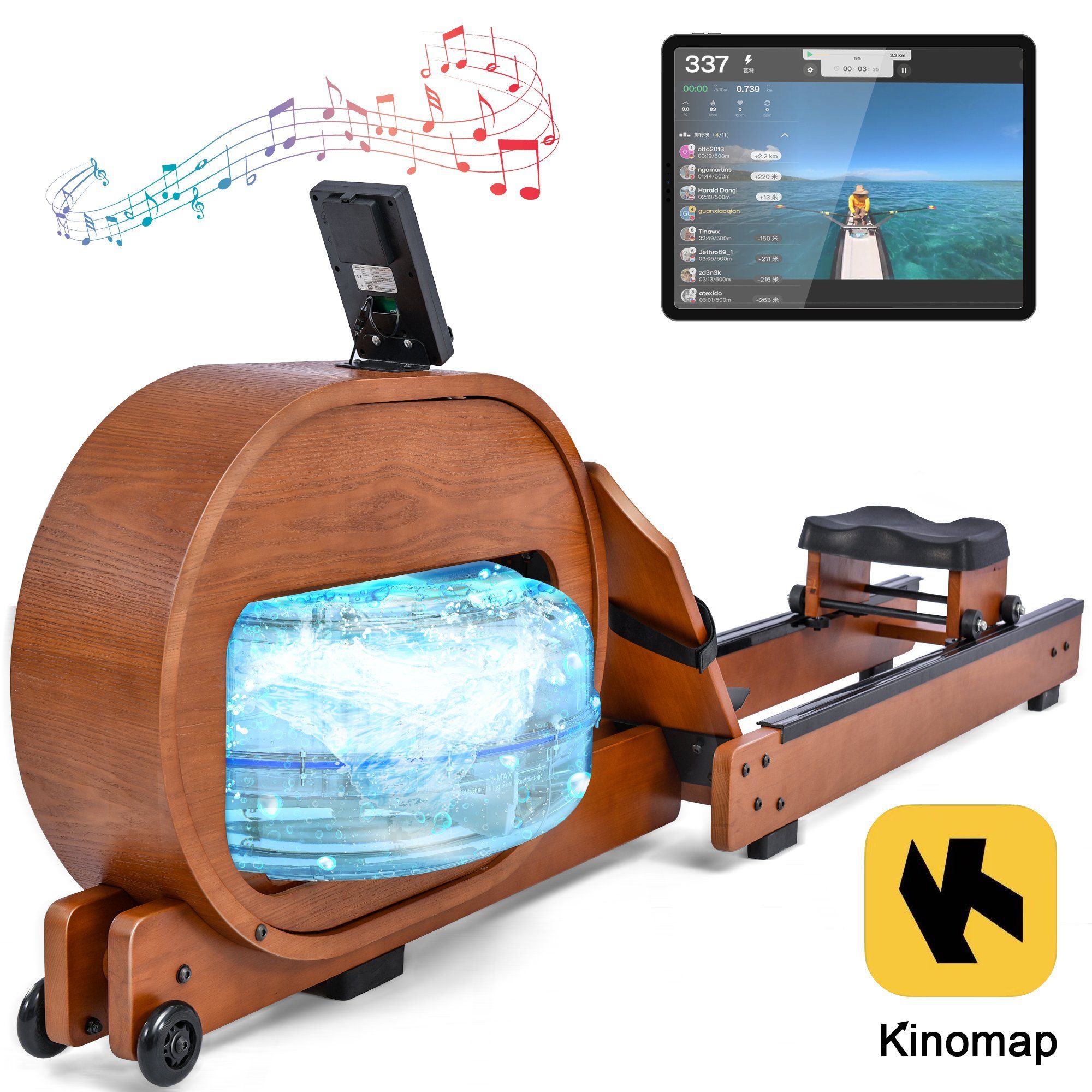 Mould King Rudergerät Wasser-Rudergerät mit LCD-Display,APP-Anbindung (Kinomap) Echtholz, mit Bluetooth-Funktion