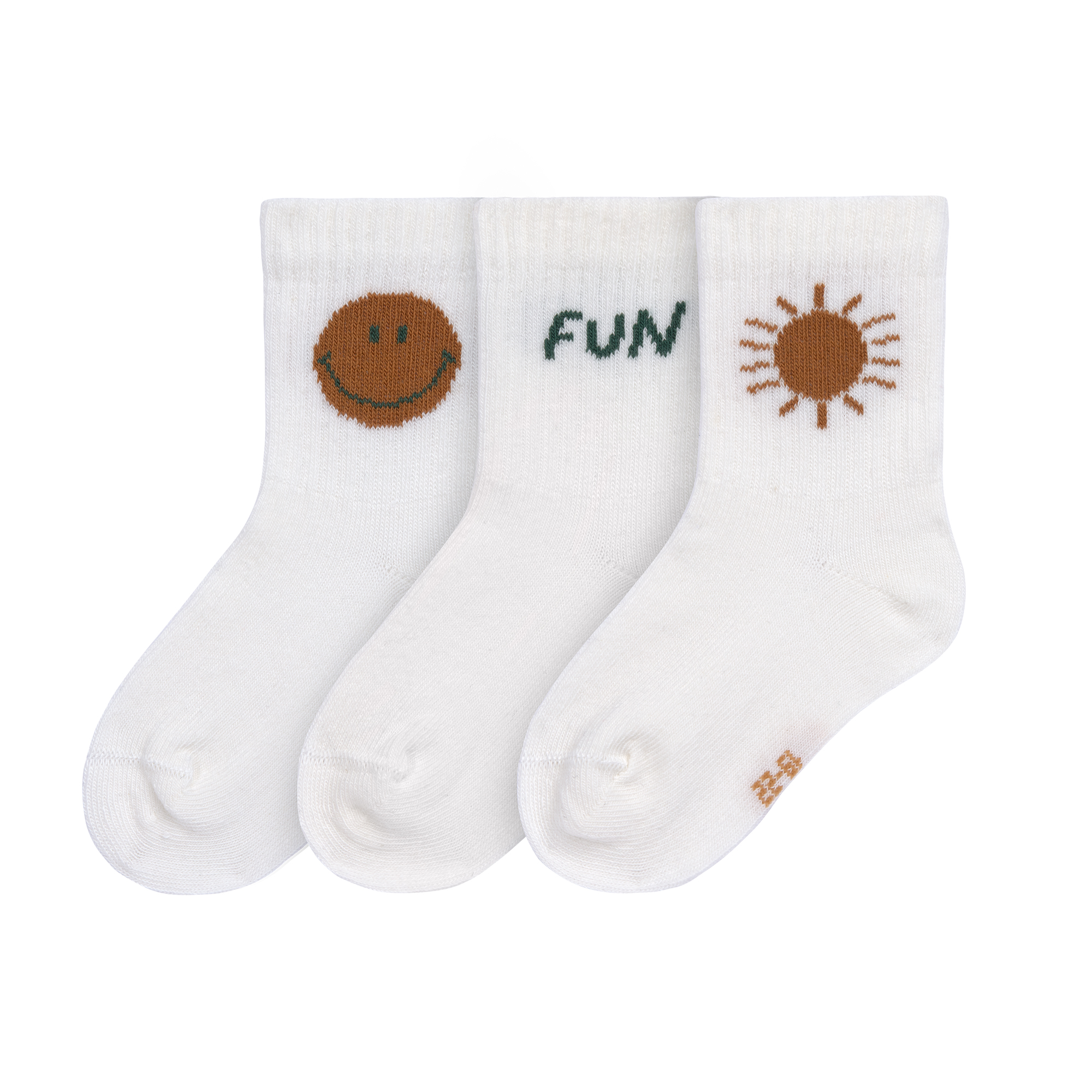 Tennissocken Kinder 3er-Set - Little Gang, Fun Weiß