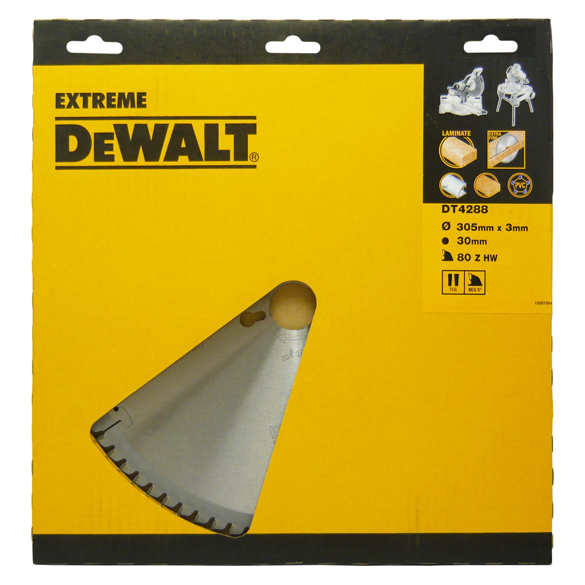 DeWalt Zubehör DT4288-QZ DT4288 HM Sägeblatt 305 x 30 x 80T Trapezform, -5° Laminat, Aluminium, extrafeine Oberfläche