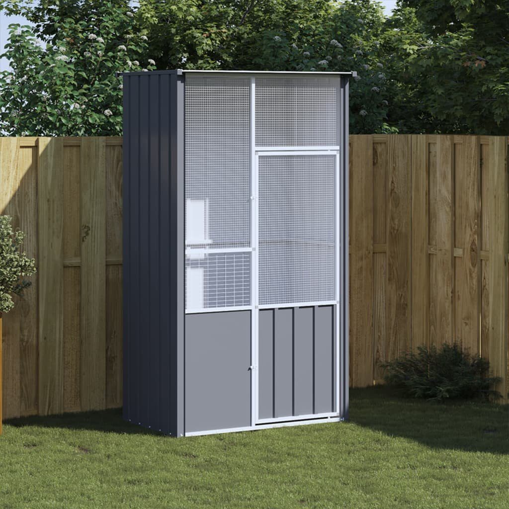 vidaXL Vogelkäfig Voliere Anthrazit 115x78x200 cm Verzinkter Stahl