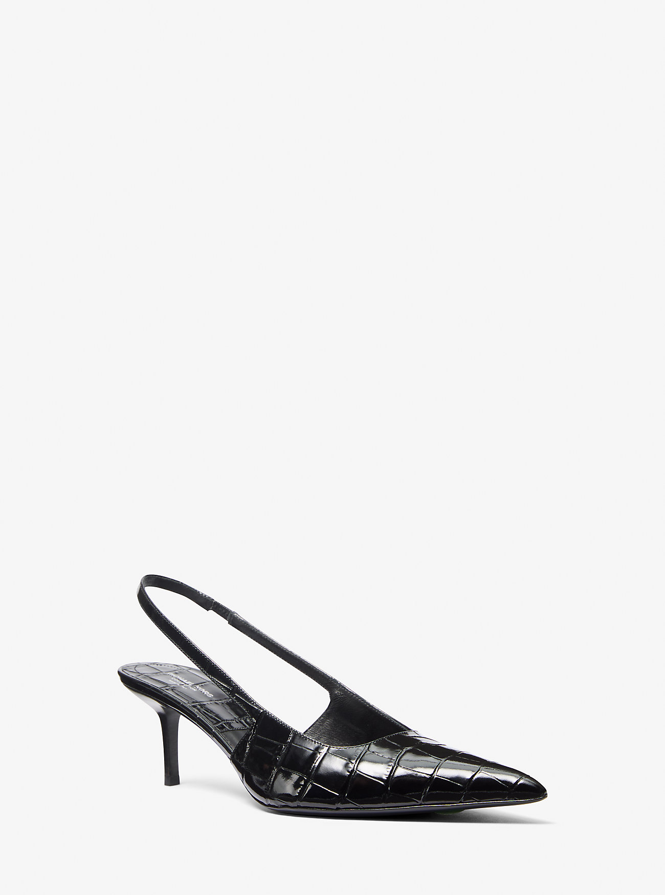 Emma Crocodile Embossed Leather Slingback Pump - BLACK