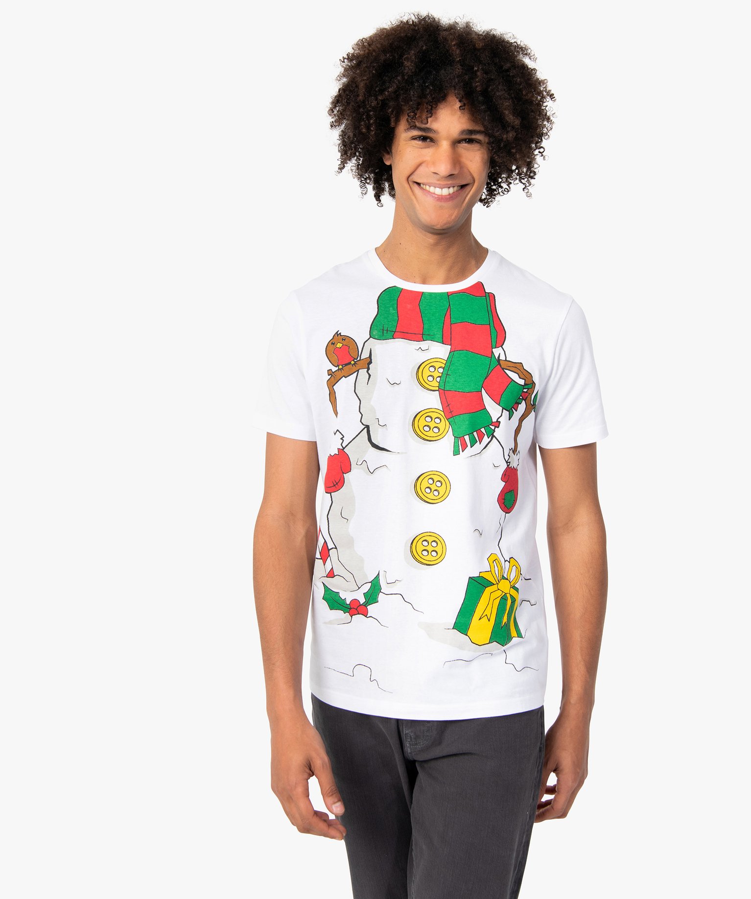 Tee-shirt homme spécial Nol à manches courtes blanc | GEMO