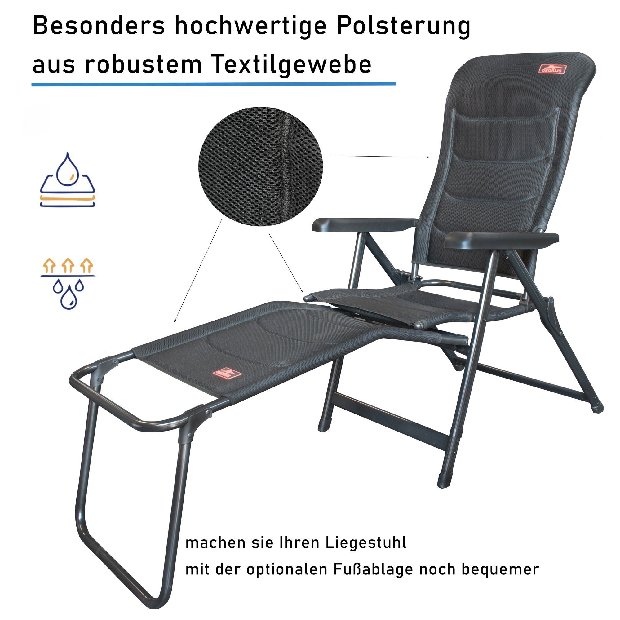 osoltus Campingstuhl osoltus Alu Camping Klappsessel Hochlehner 3D Soft Touch Black Magic