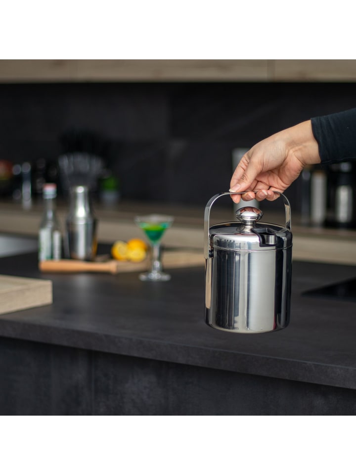 Intirilife 4-teiliges Eiskübel Set in Silber günstig kaufen 1,3 L