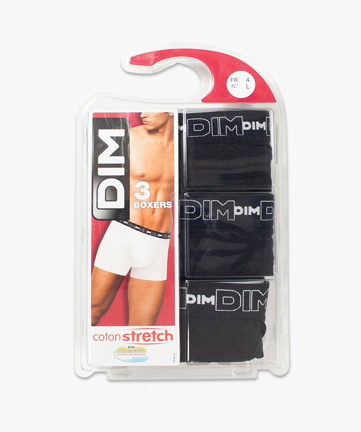 Boxer homme en coton stretch - Dim (lot de 3) noir | GEMO