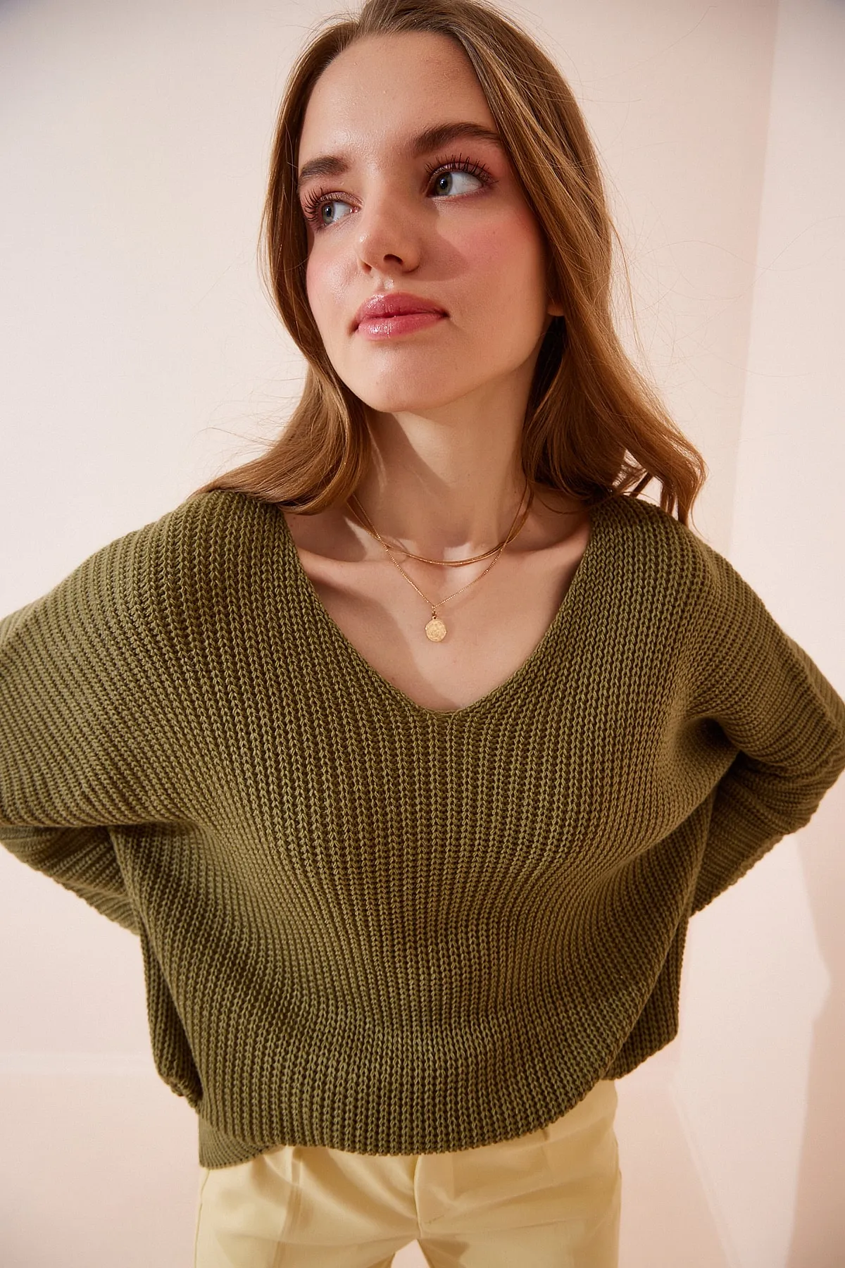 Happiness İstanbul  Pullover - Grün - Oversized