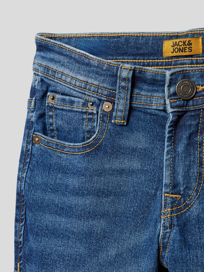 Slim Fit Jeans mit Kontrastnähten Modell 'GLENN' in blau