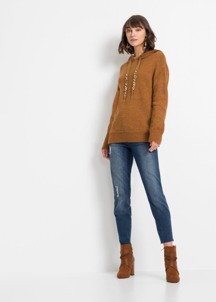 Strickpullover mit Kapuze