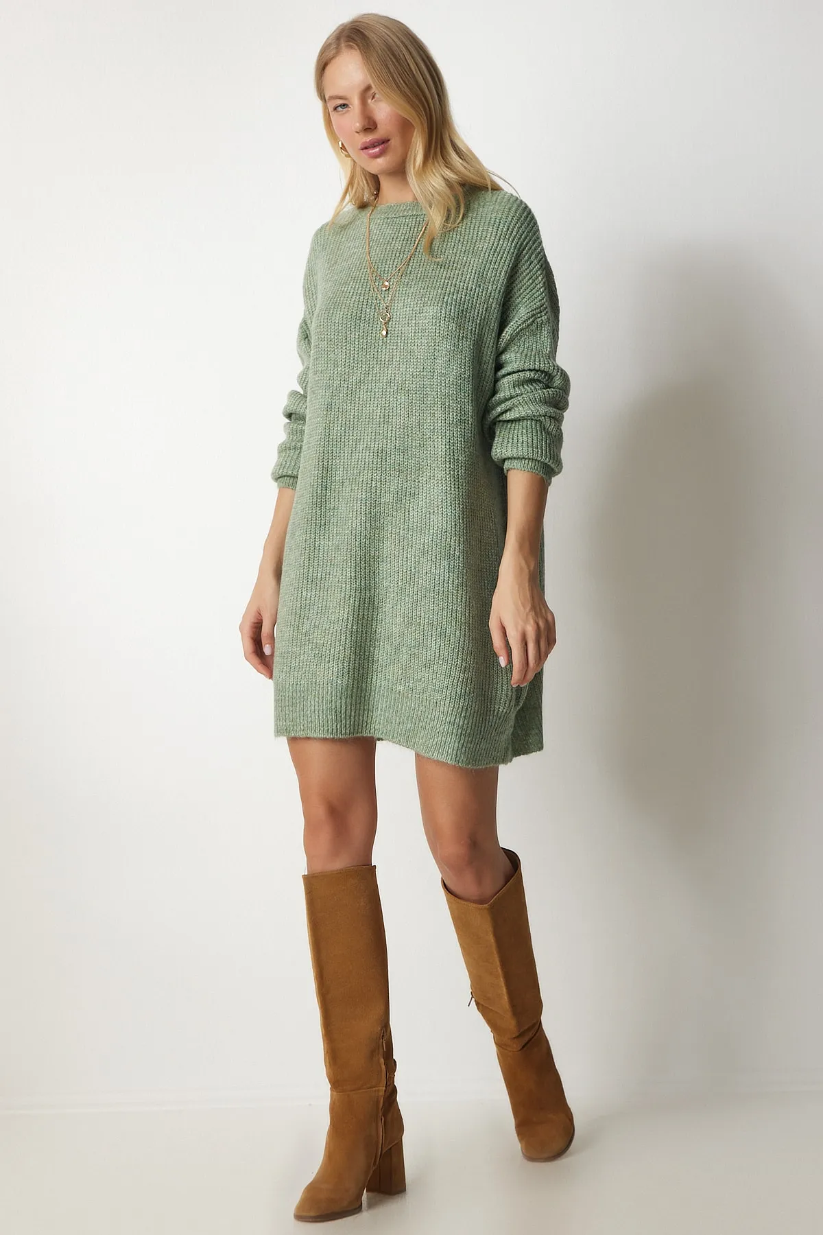 Happiness İstanbul  Pullover - Grün - Oversized