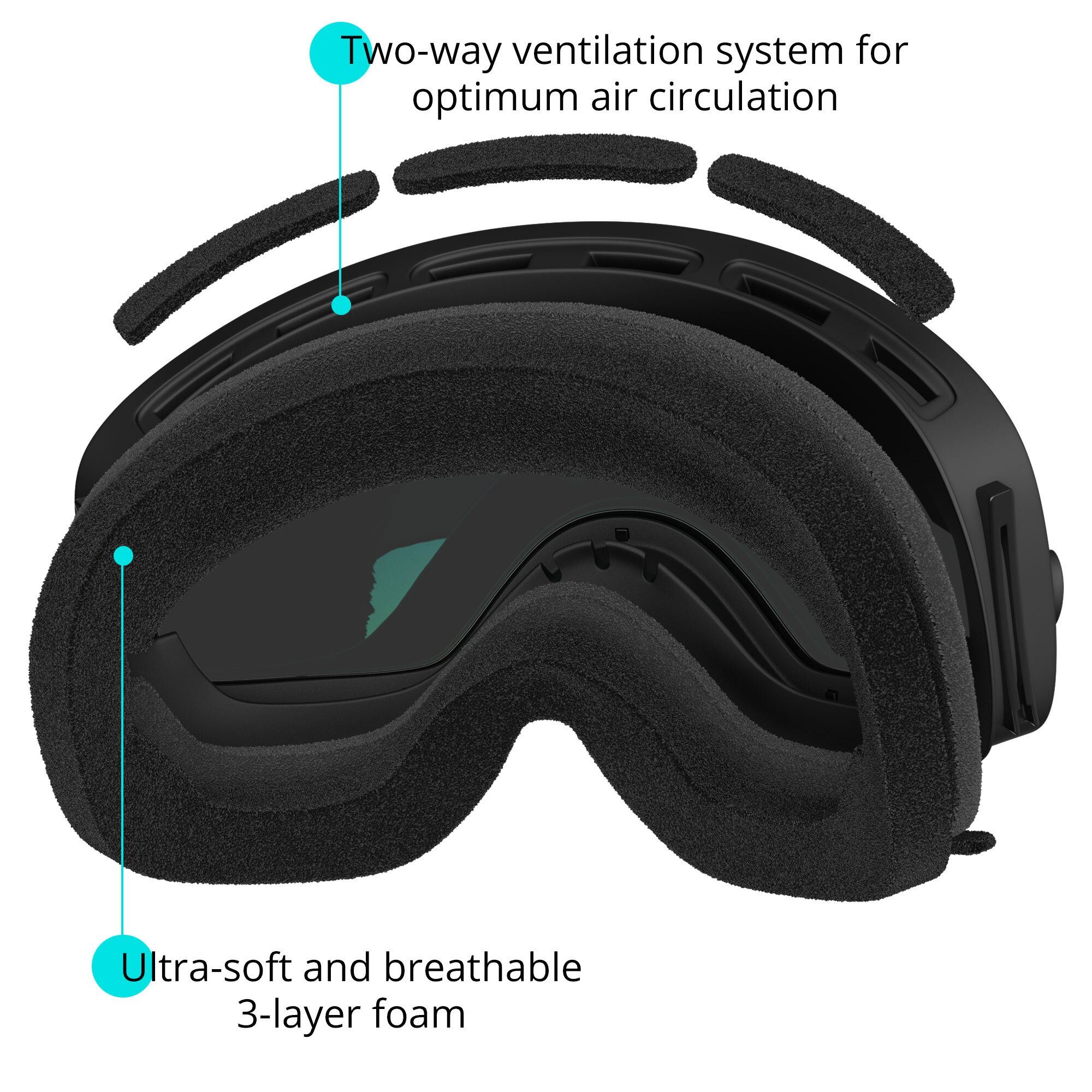 YEAZ Skibrille XTRM-SUMMIT, Premium-Ski- und Snowboardbrille für Erwachsene und Jugendliche