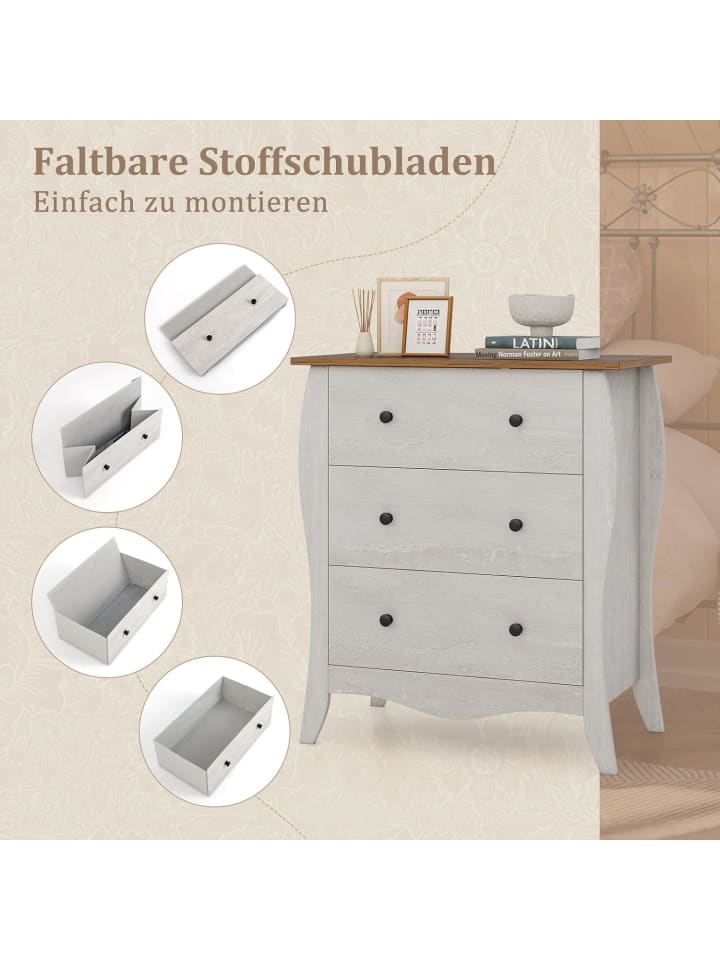COSTWAY Kommode mit 3 Schubladen 38.5T x 67.5B x 76.5H cm in Grau günstig kaufen onesize