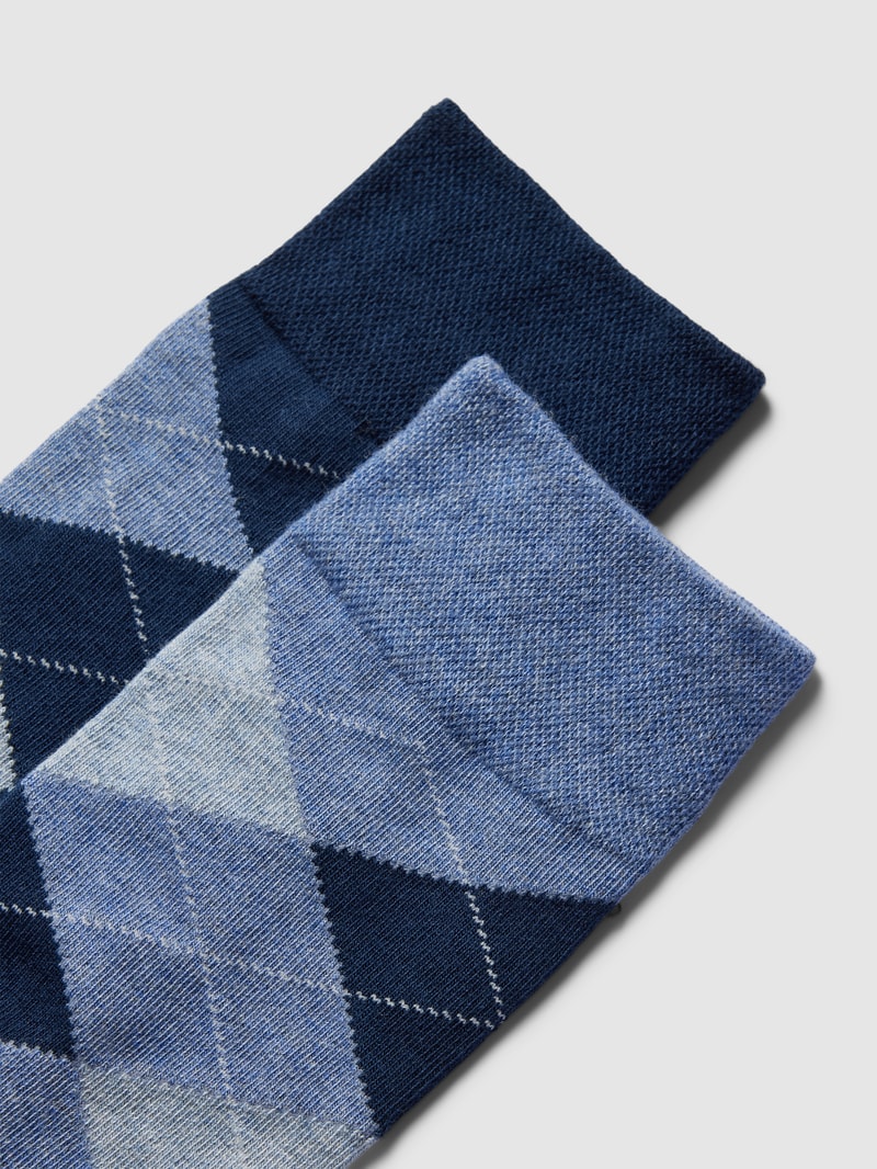 Socken mit Karomuster im 2er-Pack in blau