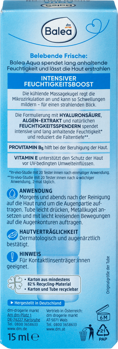 Augencreme Aqua Augen Roll-On, 15 ml