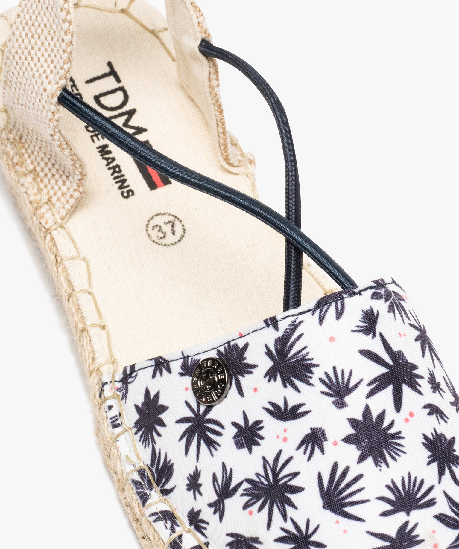 Sandales femme en toile à talon compensé – Terre de Marins marine | GEMO