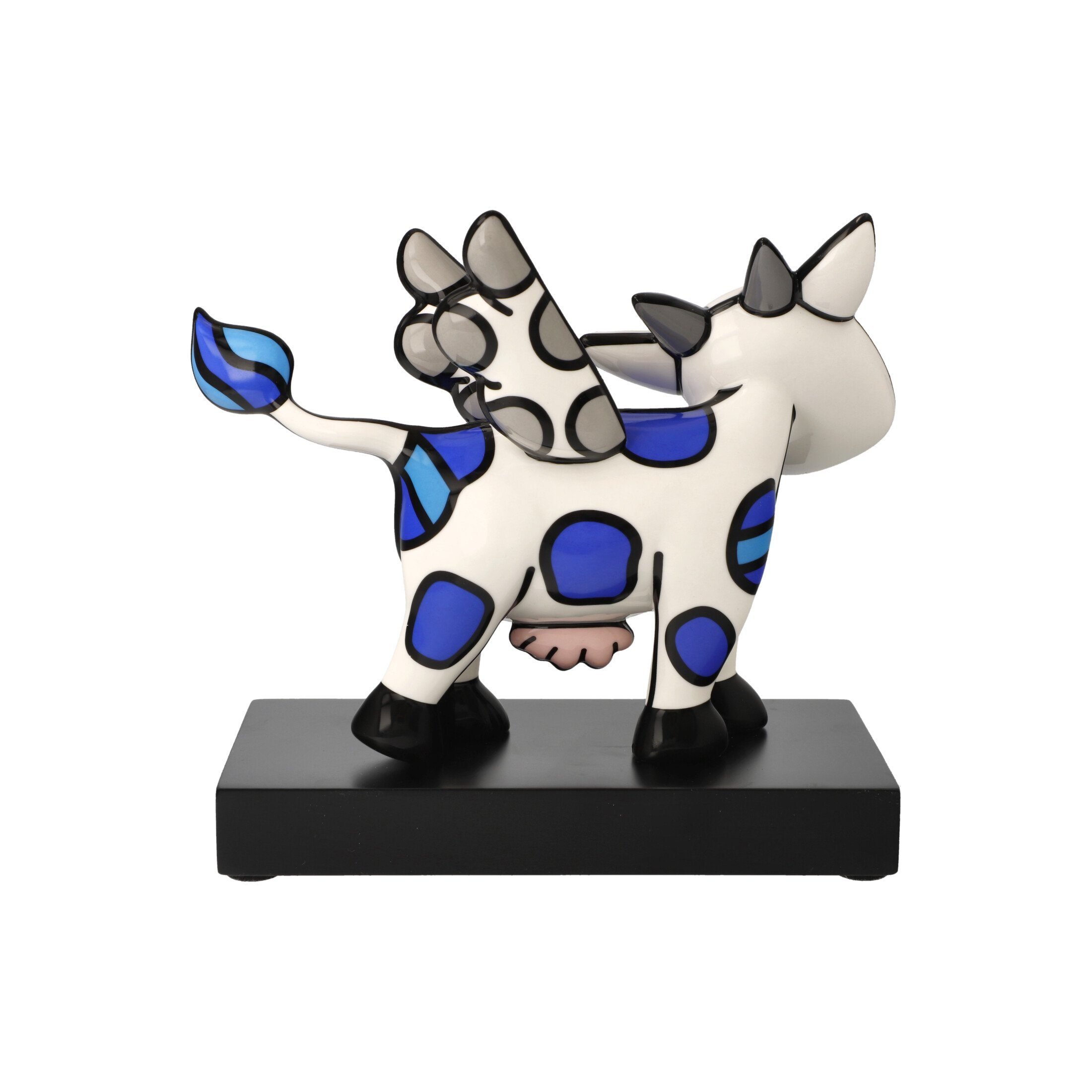 Goebel Fantasy-Figur Flying Cow -Romero Britto, Dekofigur aus Porzellan auf Holzsockel