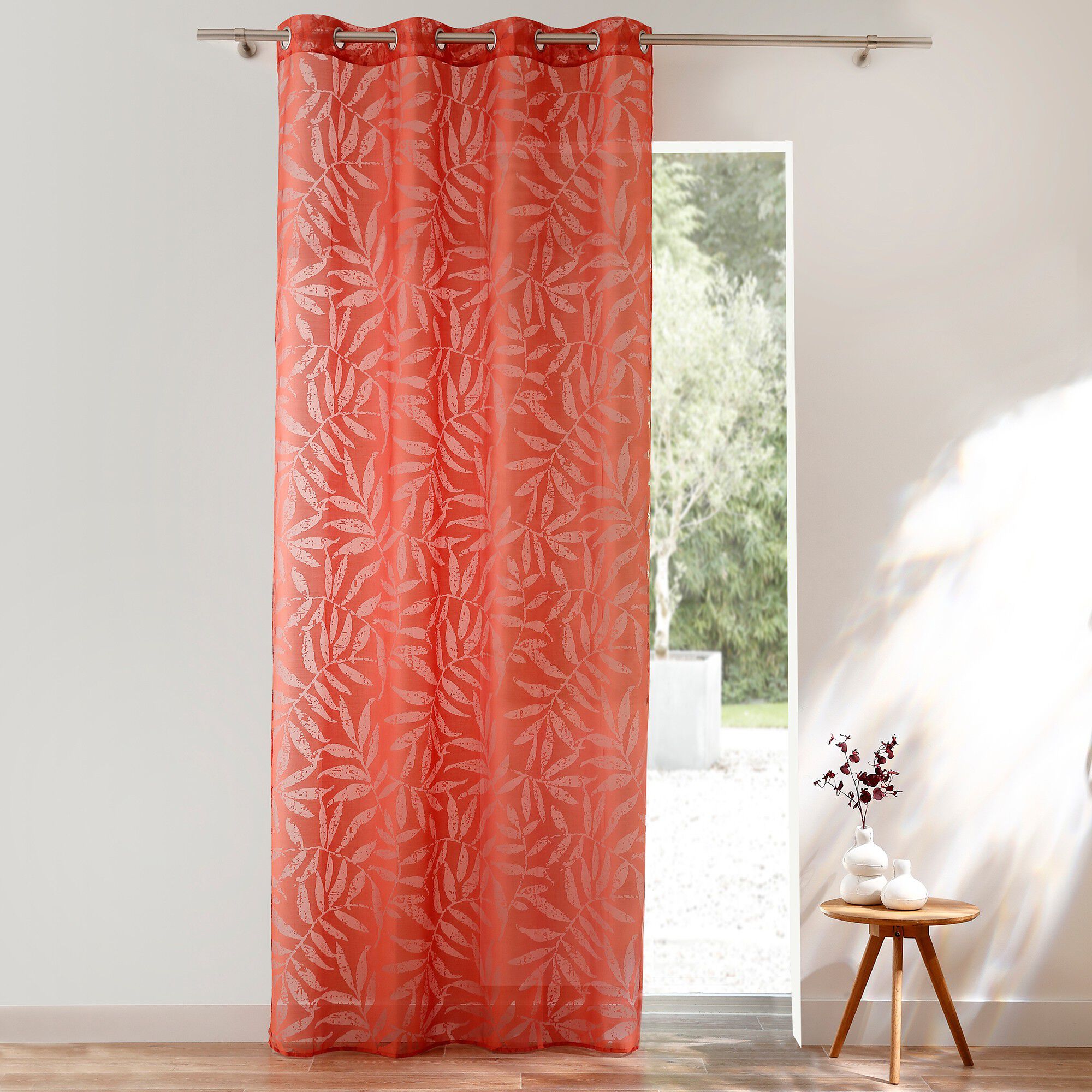 Panneau voile dévoré motif feuillage