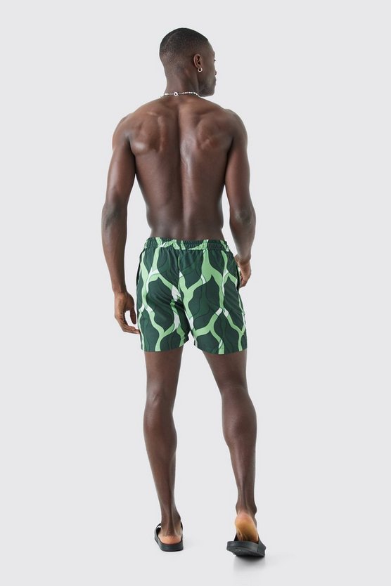 Mid Length Leaf Swim Short