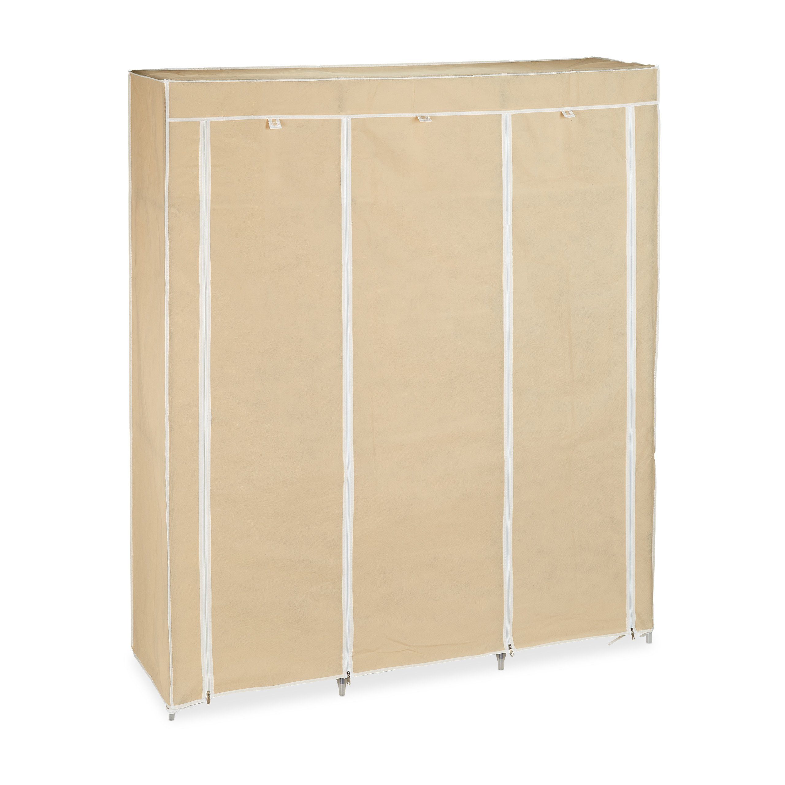 relaxdays Stoffschrank Stoffkleiderschrank XXL mit 9 Böden Beige